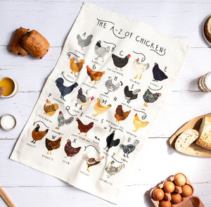 A Z Of Chickens Tea Towel
