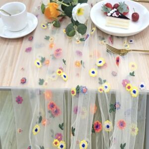 Embroidered Lace Floral Table Runner