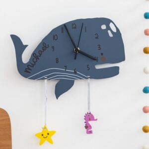 Personalised Children's Swimming Whale Wall Clock