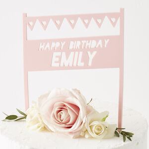 Personalised Flag Bunting Birthday Cake Topper