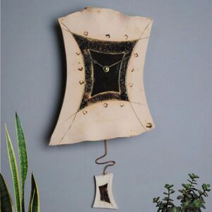 Pottery Handmade Wall Clock Geometric Contemporary Design
