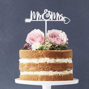 Romantic Mr And Mrs Heart Arrow Cake Topper