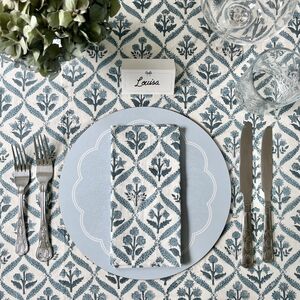 The Walled Garden Blue Handblock Printed Tablecloth